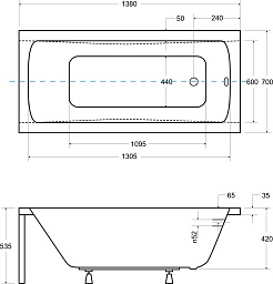 Besco Акриловая ванна Optima 140x70 – фотография-3